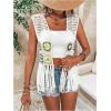 imageVerdusa Womens Floral Crochet Hollow Out Sleeveless Fringe Cardigan VestWhite