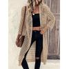 imageVerdusa Womens Hollow Out 34 Sleeve Open Front Knit Cardigan Long KimonoApricot