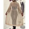 imageVerdusa Womens Hollow Out 34 Sleeve Open Front Knit Cardigan Long KimonoApricot
