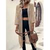 imageVerdusa Womens Hollow Out 34 Sleeve Open Front Knit Cardigan Long KimonoApricot