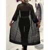 imageVerdusa Womens Hollow Out 34 Sleeve Open Front Knit Cardigan Long KimonoBlack