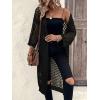 imageVerdusa Womens Hollow Out 34 Sleeve Open Front Knit Cardigan Long KimonoBlack