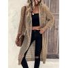 imageVerdusa Womens Hollow Out 34 Sleeve Open Front Knit Cardigan Long KimonoKhaki