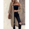 imageVerdusa Womens Hollow Out 34 Sleeve Open Front Knit Cardigan Long KimonoKhaki