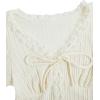 imageVerdusa Womens Knot Front Lace Trim Puff Sleeve V Neck Crop Tee Shirt TopApricot