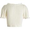imageVerdusa Womens Knot Front Lace Trim Puff Sleeve V Neck Crop Tee Shirt TopApricot