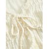 imageVerdusa Womens Knot Front Lace Trim Puff Sleeve V Neck Crop Tee Shirt TopBeige