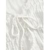 imageVerdusa Womens Knot Front Lace Trim Puff Sleeve V Neck Crop Tee Shirt TopWhite