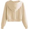imageVerdusa Womens Long Sleeve Drop Shoulder Drawstring Crop Hoodie SweatshirtApricot