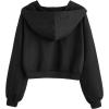 imageVerdusa Womens Long Sleeve Drop Shoulder Drawstring Crop Hoodie SweatshirtBlack
