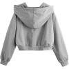 imageVerdusa Womens Long Sleeve Drop Shoulder Drawstring Crop Hoodie SweatshirtHeather Grey