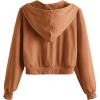 imageVerdusa Womens Long Sleeve Drop Shoulder Drawstring Crop Hoodie SweatshirtLight Brown