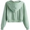 imageVerdusa Womens Long Sleeve Drop Shoulder Drawstring Crop Hoodie SweatshirtMint Green