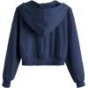 imageVerdusa Womens Long Sleeve Drop Shoulder Drawstring Crop Hoodie SweatshirtNavy Blue