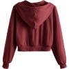 imageVerdusa Womens Long Sleeve Drop Shoulder Drawstring Crop Hoodie SweatshirtWine Red