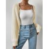 imageVerdusa Womens Long Sleeve Open Front Knitted Crop Cardigan Sweater ShrugBeige