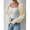 imageVerdusa Womens Long Sleeve Open Front Knitted Crop Cardigan Sweater ShrugBeige