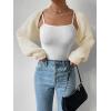 imageVerdusa Womens Long Sleeve Open Front Knitted Crop Cardigan Sweater ShrugBeige