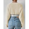 imageVerdusa Womens Long Sleeve Open Front Knitted Crop Cardigan Sweater ShrugBeige