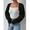 imageVerdusa Womens Long Sleeve Open Front Knitted Crop Cardigan Sweater ShrugBlack