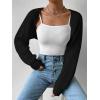 imageVerdusa Womens Long Sleeve Open Front Knitted Crop Cardigan Sweater ShrugBlack
