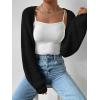 imageVerdusa Womens Long Sleeve Open Front Knitted Crop Cardigan Sweater ShrugBlack