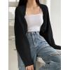 imageVerdusa Womens Long Sleeve Open Front Knitted Crop Cardigan Sweater ShrugBlack Rib