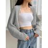 imageVerdusa Womens Long Sleeve Open Front Knitted Crop Cardigan Sweater ShrugHeather Grey