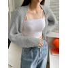 imageVerdusa Womens Long Sleeve Open Front Knitted Crop Cardigan Sweater ShrugHeather Grey