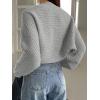 imageVerdusa Womens Long Sleeve Open Front Knitted Crop Cardigan Sweater ShrugHeather Grey
