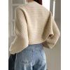 imageVerdusa Womens Long Sleeve Open Front Knitted Crop Cardigan Sweater ShrugKhaki Rib