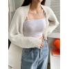 imageVerdusa Womens Long Sleeve Open Front Knitted Crop Cardigan Sweater ShrugWhite Rib