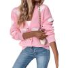 imageVerdusa Womens Long Sleeve Print Button Front V Neck Knit Sweater CardiganHeart Pink