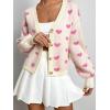 imageVerdusa Womens Long Sleeve Print Button Front V Neck Knit Sweater CardiganLight Pink