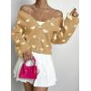 imageVerdusa Womens Long Sleeve Print Button Front V Neck Knit Sweater CardiganYellow