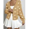 imageVerdusa Womens Long Sleeve Print Button Front V Neck Knit Sweater CardiganYellow