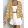 imageVerdusa Womens Long Sleeve Print Button Front V Neck Knit Sweater CardiganYellow