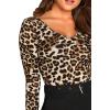 imageVerdusa Womens Long Sleeve V Neck Fitted Leopard Cheetah TopsBrown Leopard