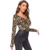 imageVerdusa Womens Long Sleeve V Neck Fitted Leopard Cheetah TopsBrown Leopard