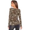 imageVerdusa Womens Long Sleeve V Neck Fitted Leopard Cheetah TopsBrown Leopard