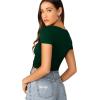 imageVerdusa Womens Ruched Drawstring Front V Neck Crop Tee TopDark Green