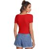 imageVerdusa Womens Ruched Drawstring Front V Neck Crop Tee TopSolid Red