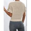 imageVerdusa Womens Ruffled Short Sleeve Round Neck Knitted Top Pullovers SweaterBeige