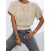 imageVerdusa Womens Ruffled Short Sleeve Round Neck Knitted Top Pullovers SweaterBeige