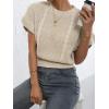 imageVerdusa Womens Ruffled Short Sleeve Round Neck Knitted Top Pullovers SweaterBeige
