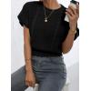imageVerdusa Womens Ruffled Short Sleeve Round Neck Knitted Top Pullovers SweaterBlack
