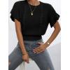 imageVerdusa Womens Ruffled Short Sleeve Round Neck Knitted Top Pullovers SweaterBlack