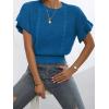 imageVerdusa Womens Ruffled Short Sleeve Round Neck Knitted Top Pullovers SweaterBlue
