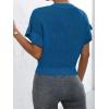imageVerdusa Womens Ruffled Short Sleeve Round Neck Knitted Top Pullovers SweaterBlue