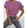 imageVerdusa Womens Ruffled Short Sleeve Round Neck Knitted Top Pullovers SweaterDusty Pink